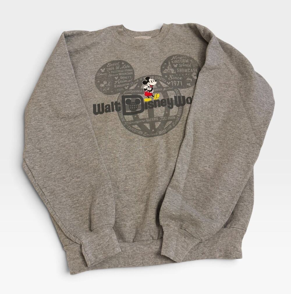 Disney Parks Sweatshirt Walt Disney World Mickey Ears Gray Unisex Size Small